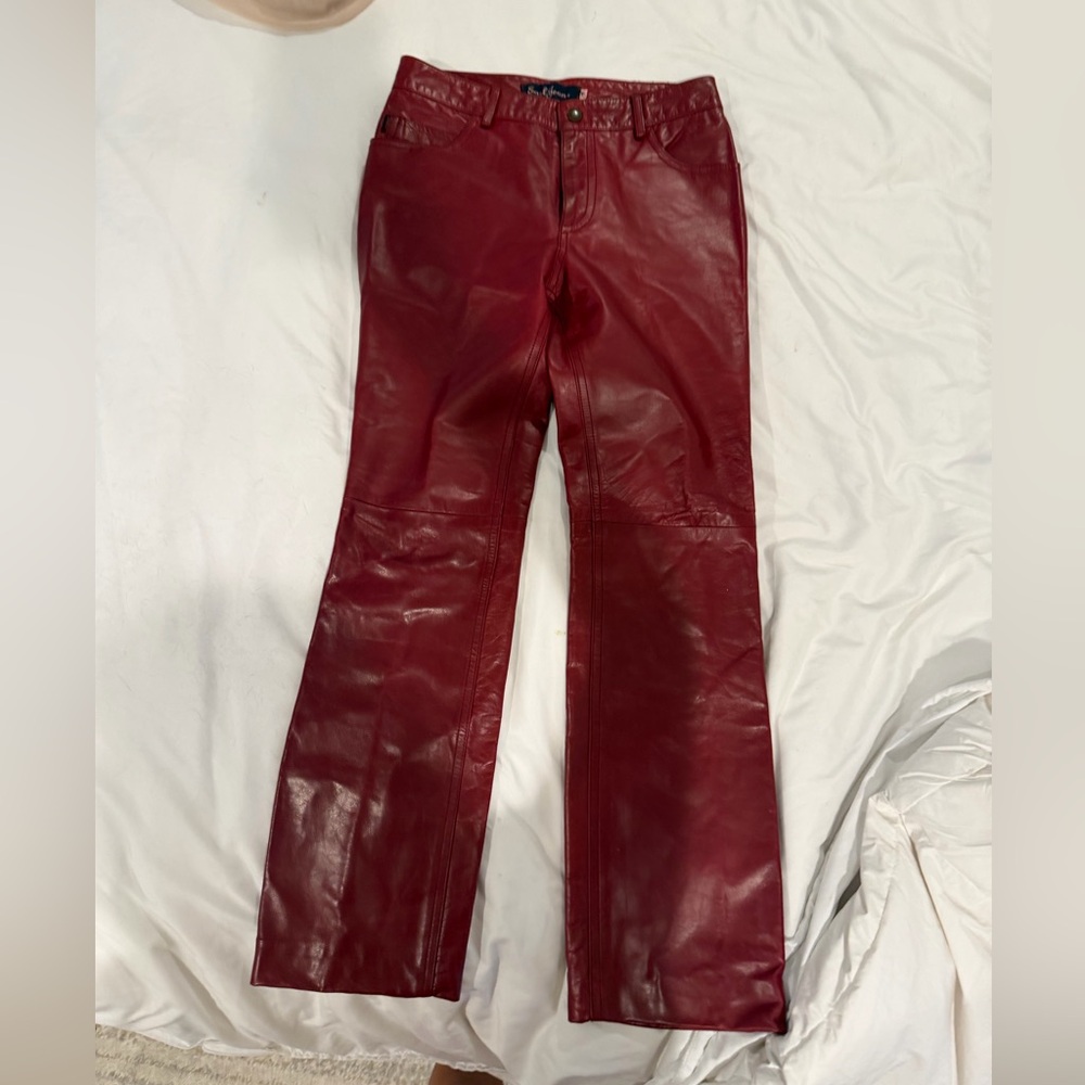 Earl Jeans Women's Red Flare Leather Pants
